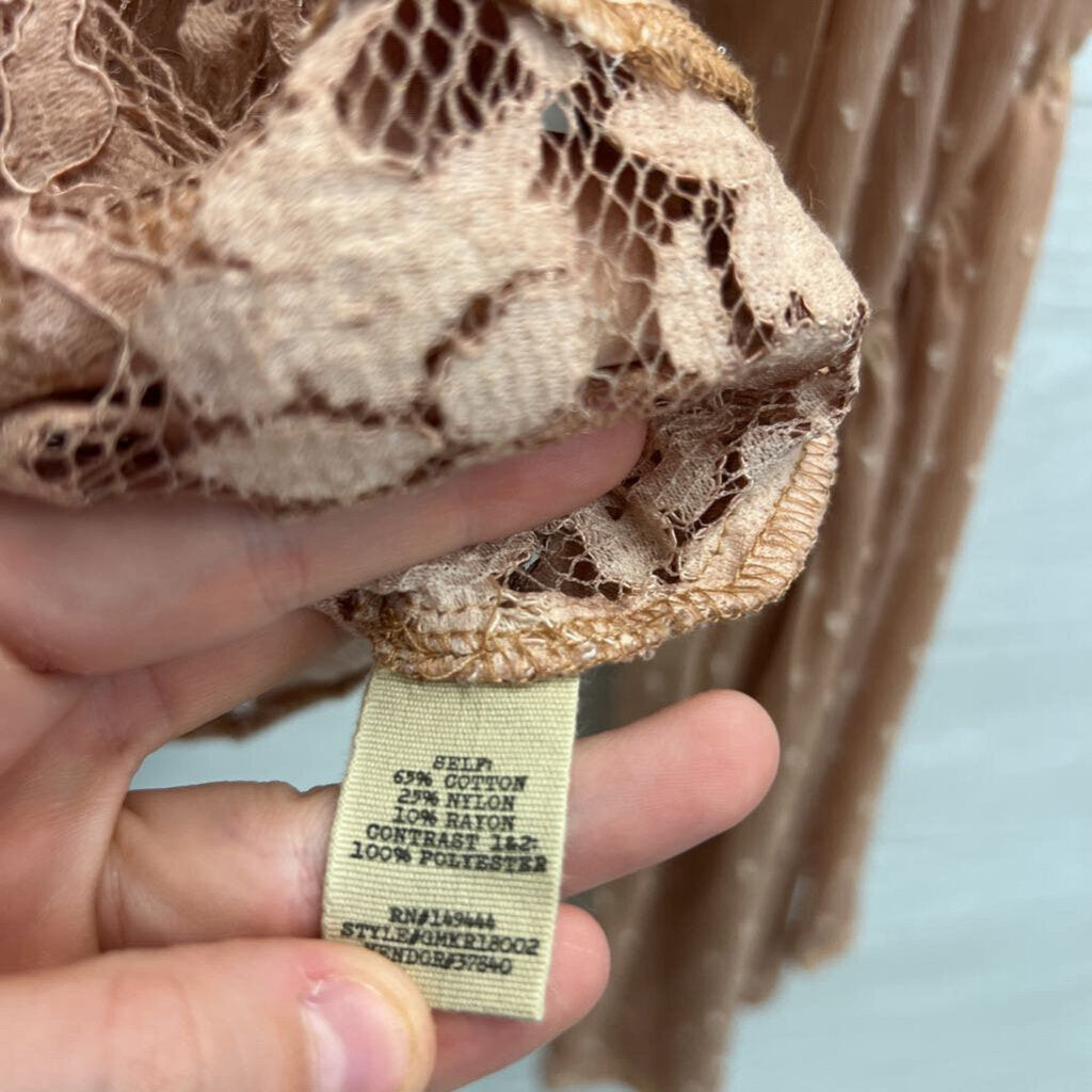 Gimmicks Pink Lace Long Bell Sleeve Top Extra Large