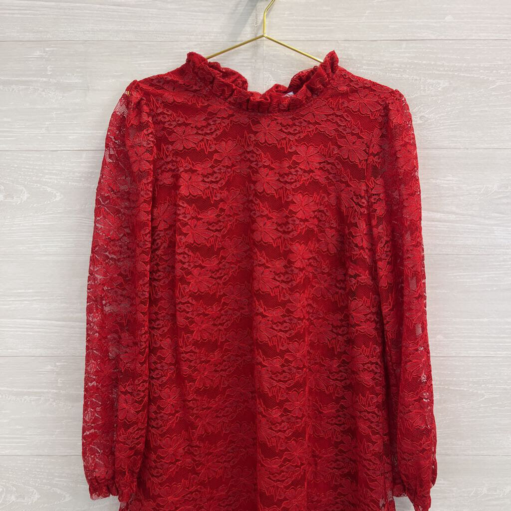 Draper James Red Lace Long Sleeve Dress Extra Large