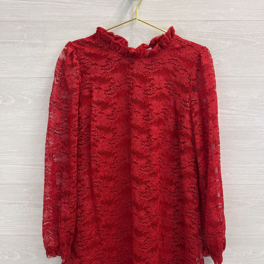 Draper James Red Lace Long Sleeve Dress Extra Large