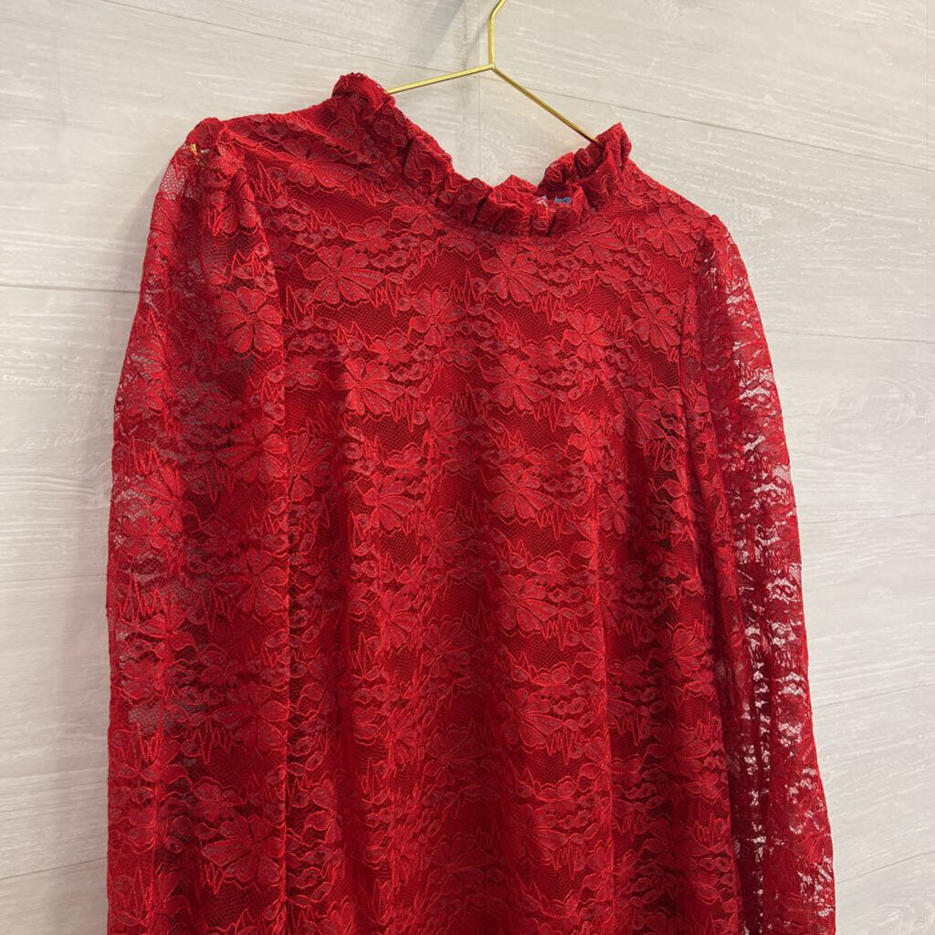 Draper James Red Lace Long Sleeve Dress Extra Large
