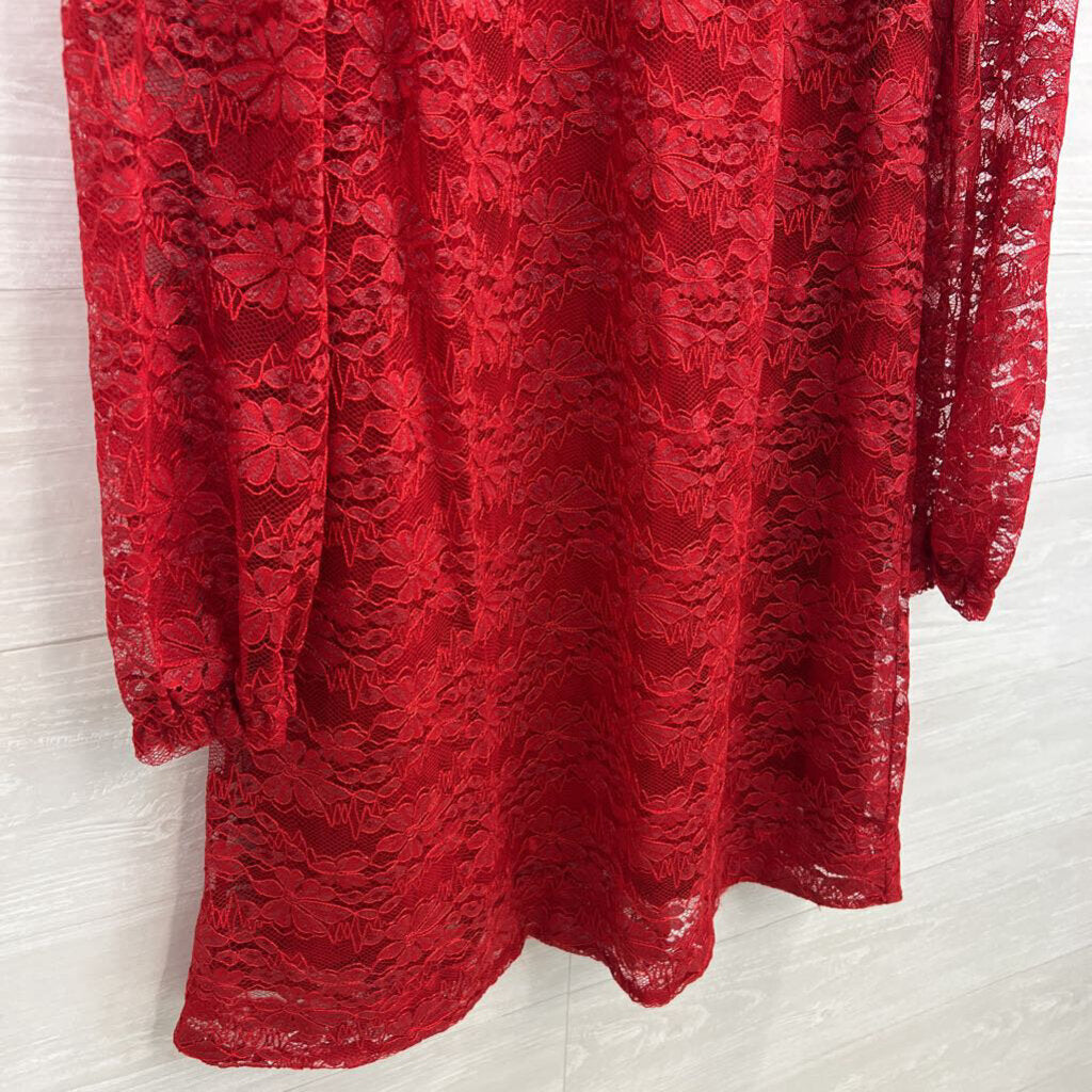 Draper James Red Lace Long Sleeve Dress Extra Large