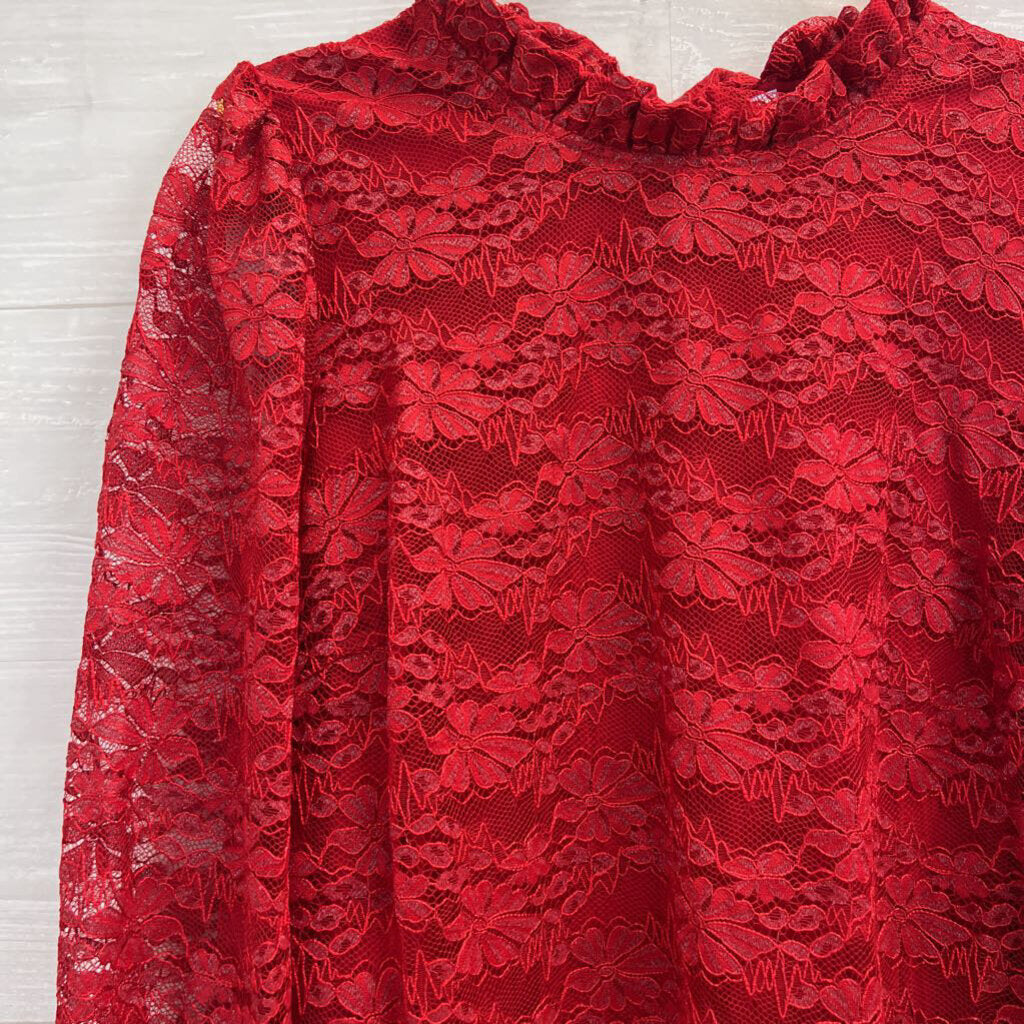 Draper James Red Lace Long Sleeve Dress Extra Large