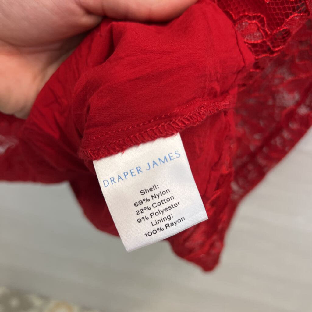 Draper James Red Lace Long Sleeve Dress Extra Large