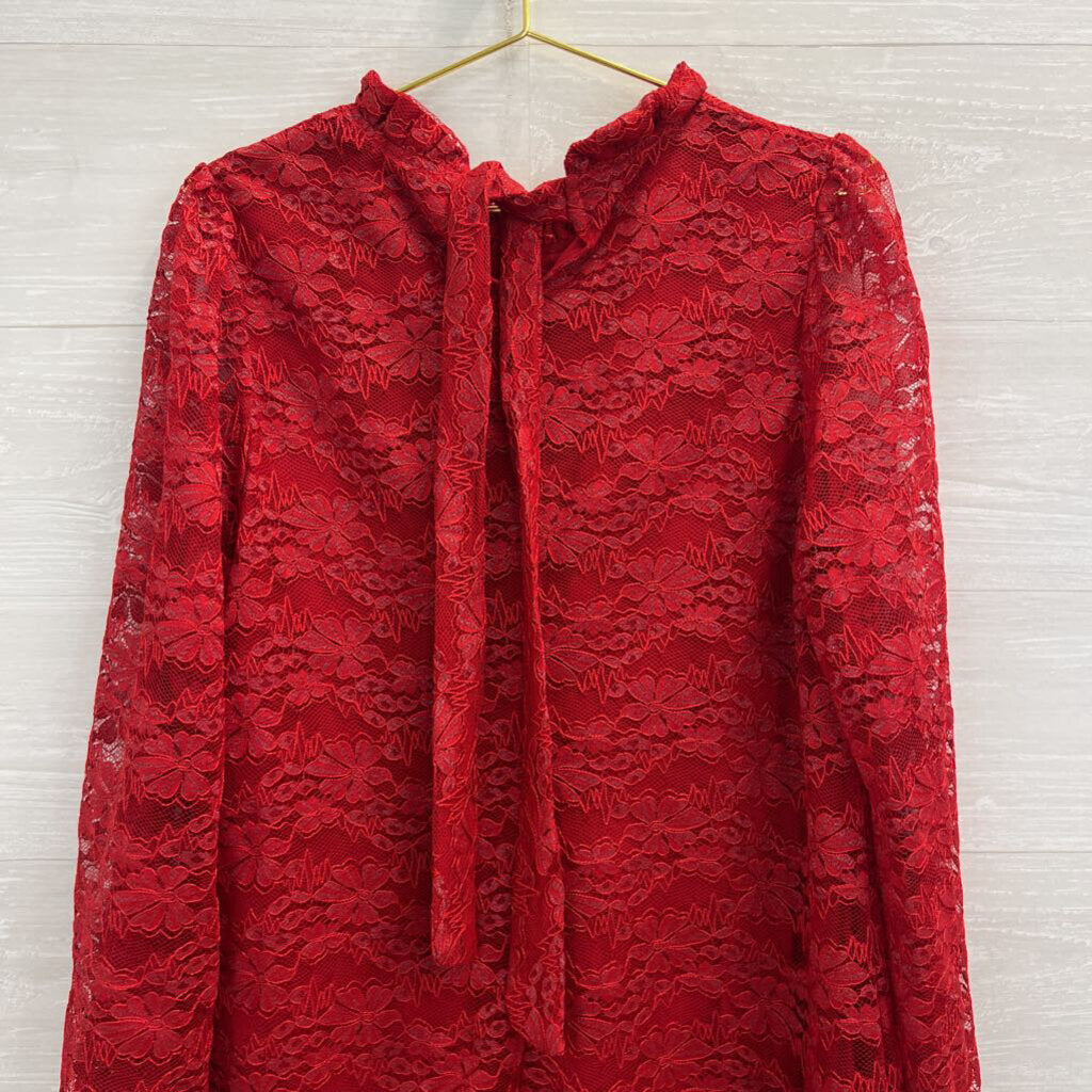 Draper James Red Lace Long Sleeve Dress Extra Large