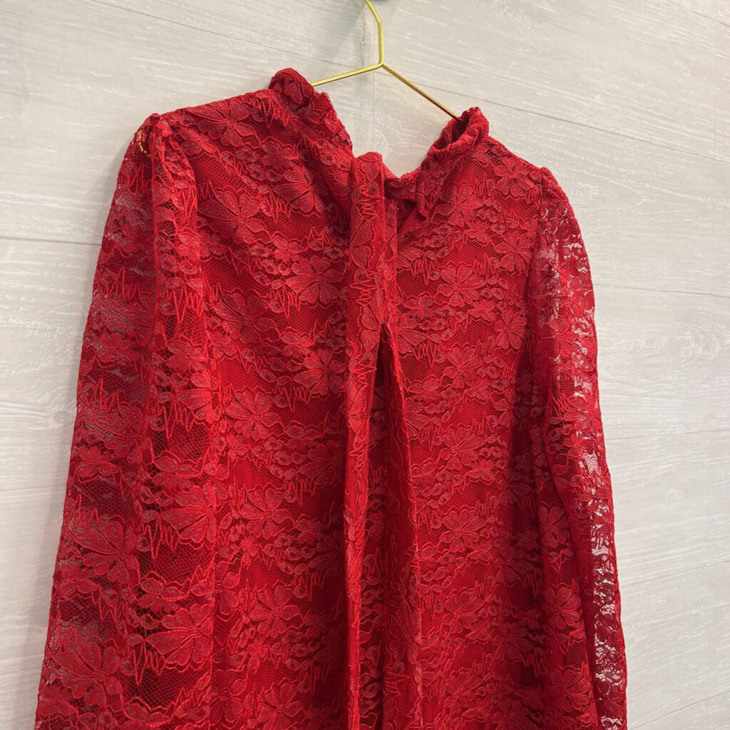 Draper James Red Lace Long Sleeve Dress Extra Large