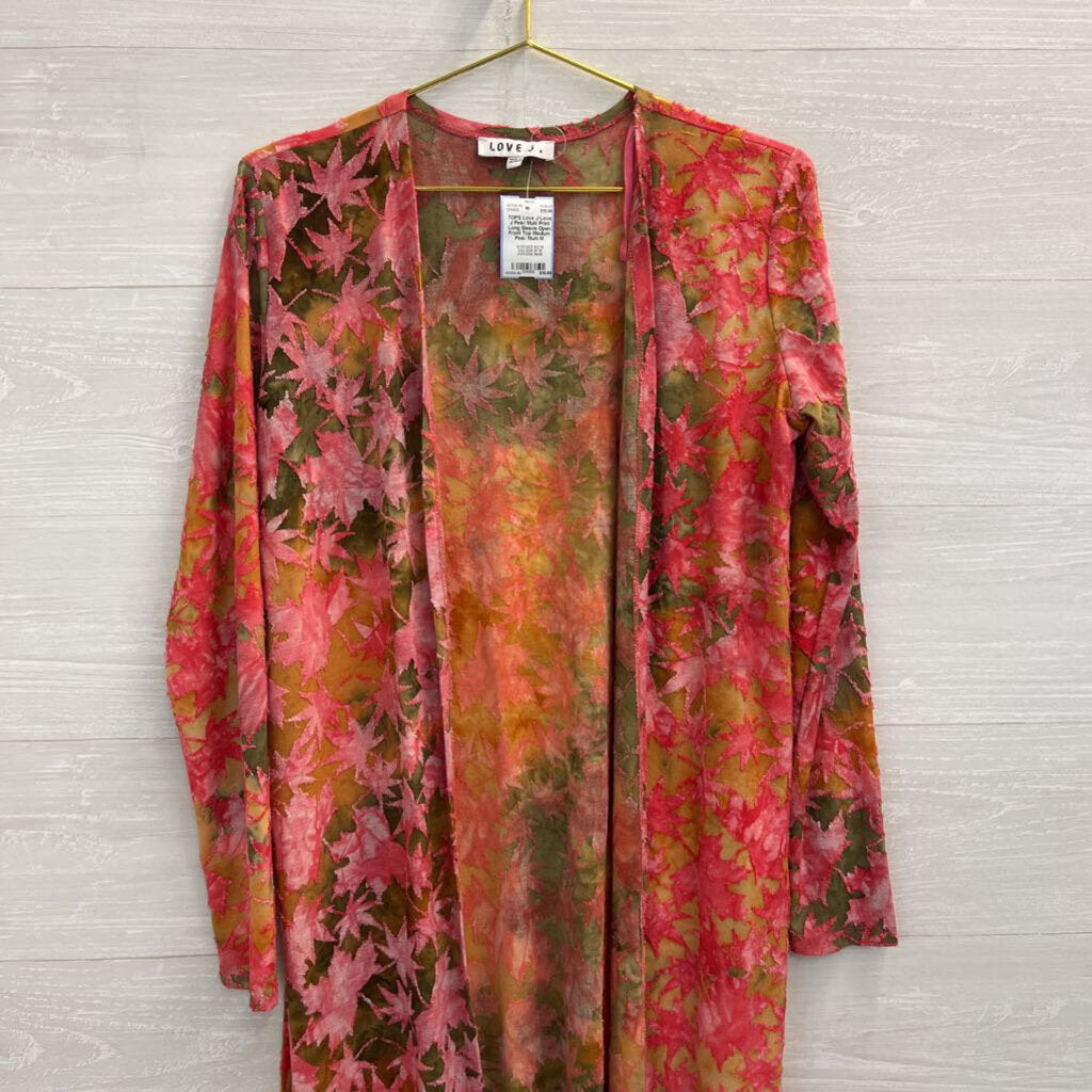 Love J Pink/ Multi Print Long Sleeve Open Front Top Medium