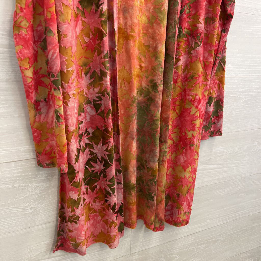 Love J Pink/ Multi Print Long Sleeve Open Front Top Medium