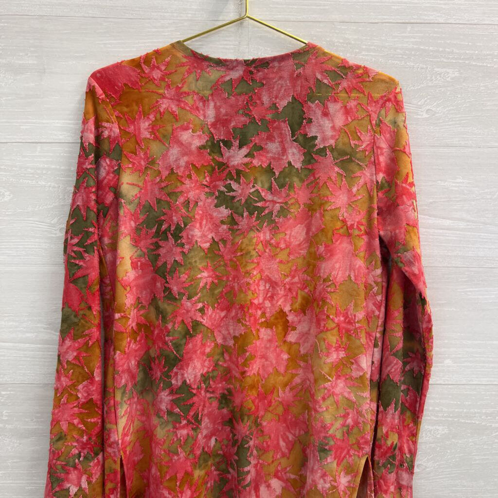 Love J Pink/ Multi Print Long Sleeve Open Front Top Medium