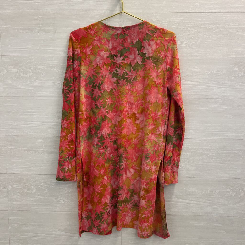 Love J Pink/ Multi Print Long Sleeve Open Front Top Medium