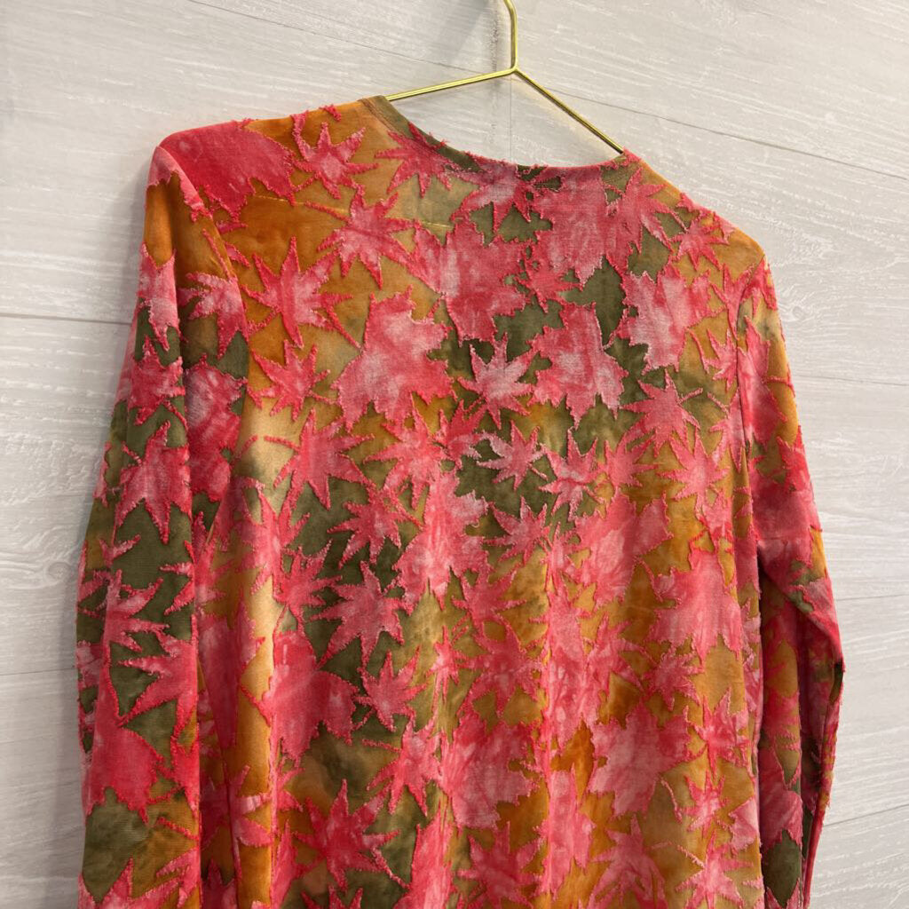 Love J Pink/ Multi Print Long Sleeve Open Front Top Medium