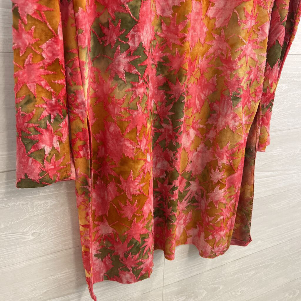 Love J Pink/ Multi Print Long Sleeve Open Front Top Medium