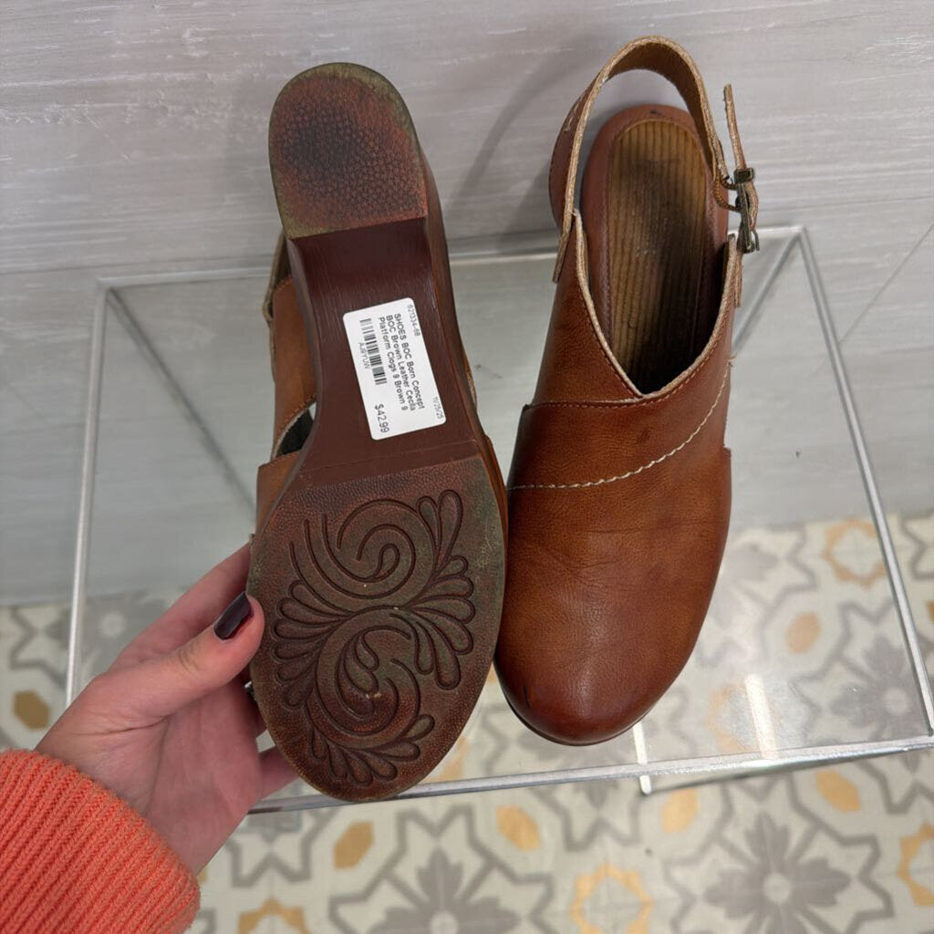 BOC Brown Leather Cecila Platform Clogs 9