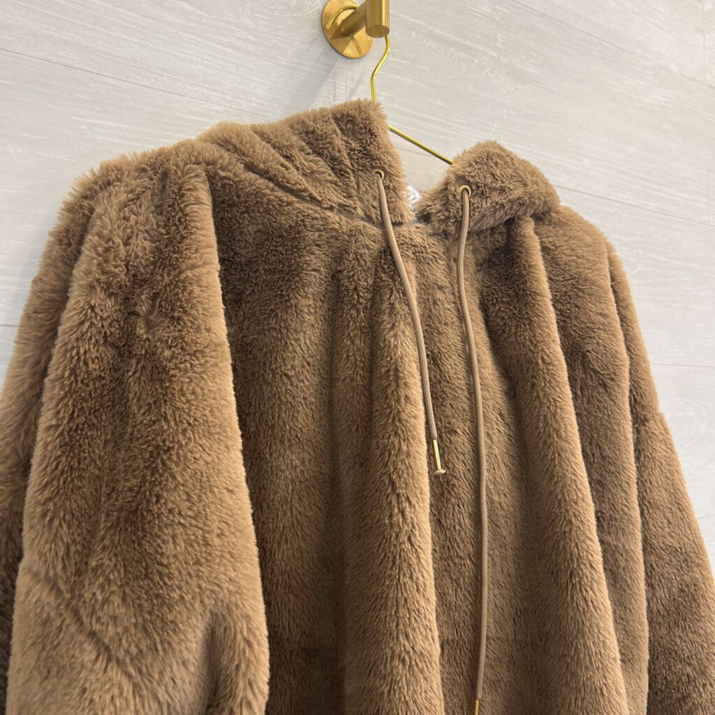 Truth by Republic Brown Fuzzy Long Sleeve Hooded Pullover Large