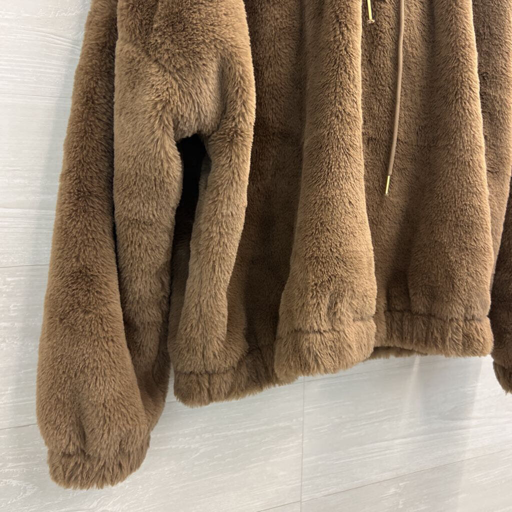 Truth by Republic Brown Fuzzy Long Sleeve Hooded Pullover Large