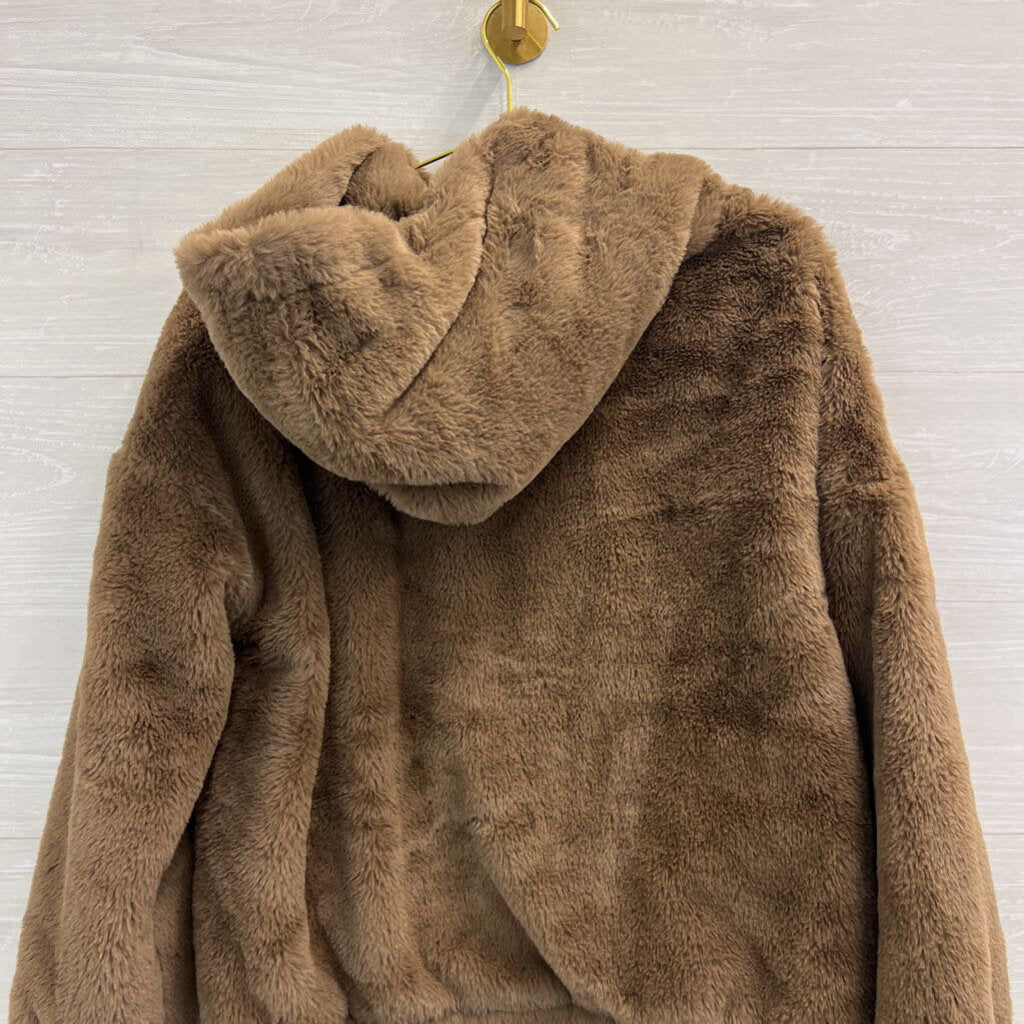 Truth by Republic Brown Fuzzy Long Sleeve Hooded Pullover Large