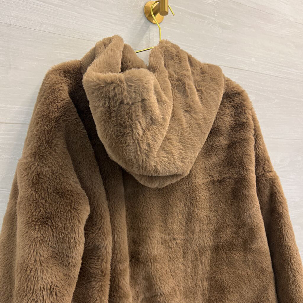 Truth by Republic Brown Fuzzy Long Sleeve Hooded Pullover Large