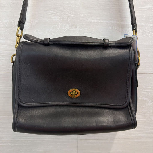 Vintage Coach Black Leather Court Bag