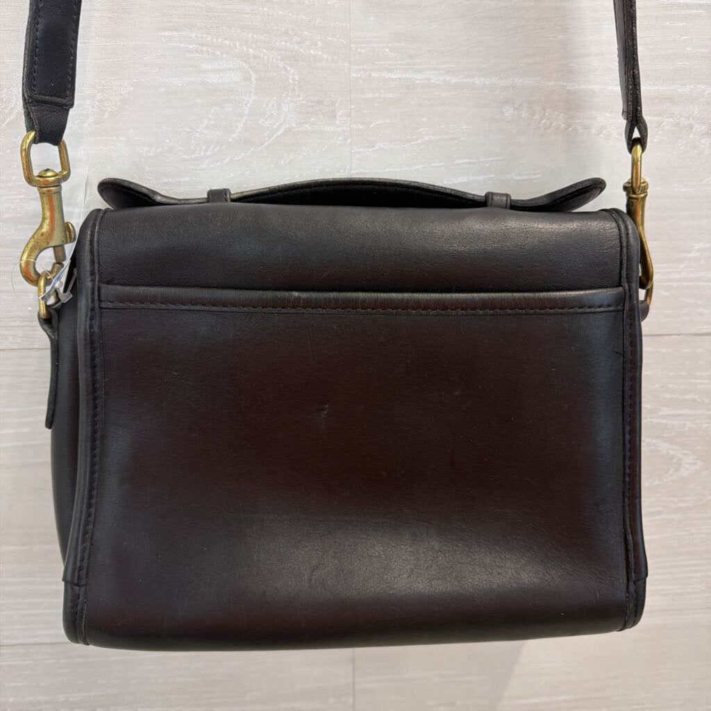 Vintage Coach Black Leather Court Bag