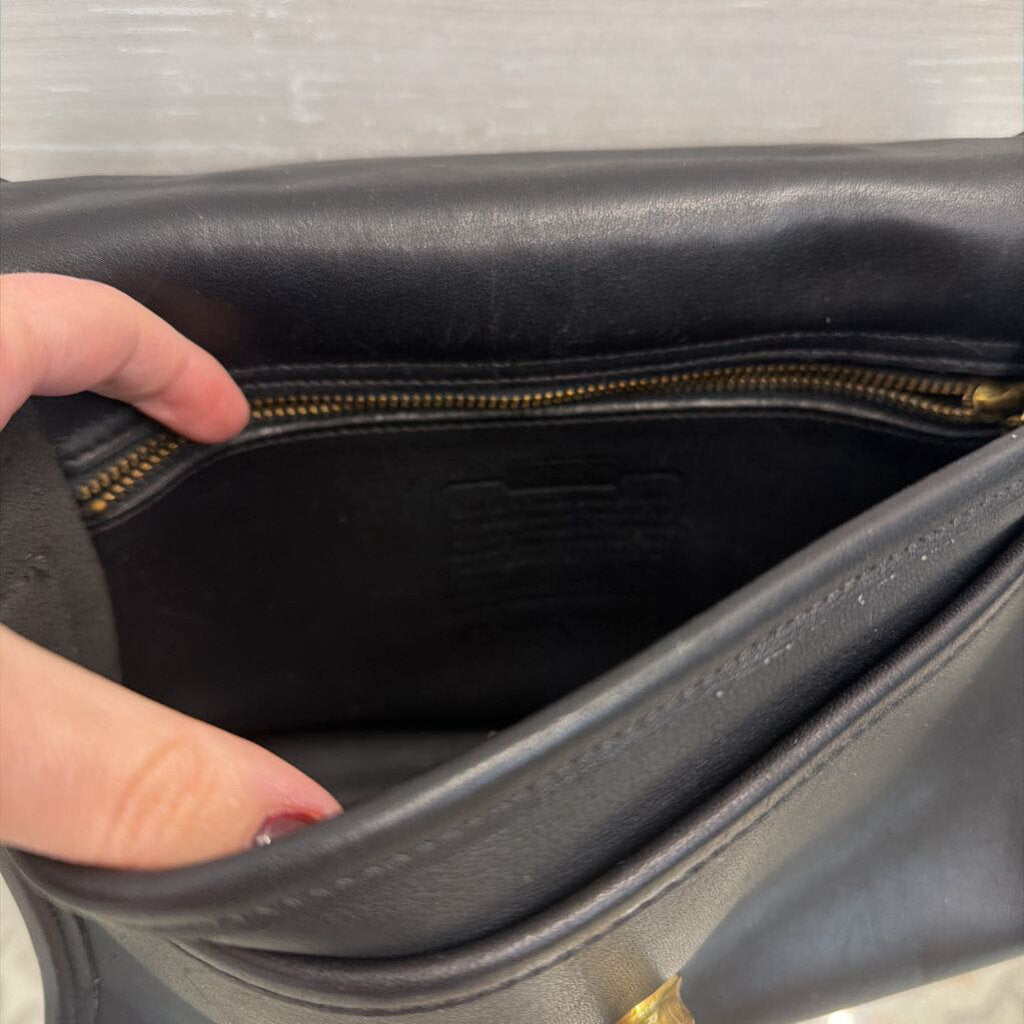 Vintage Coach Black Leather Court Bag