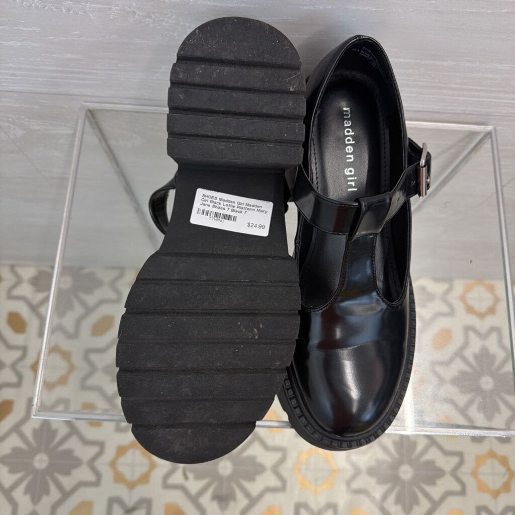 Madden Girl Black Lottie Platform Mary Jane Shoes 7