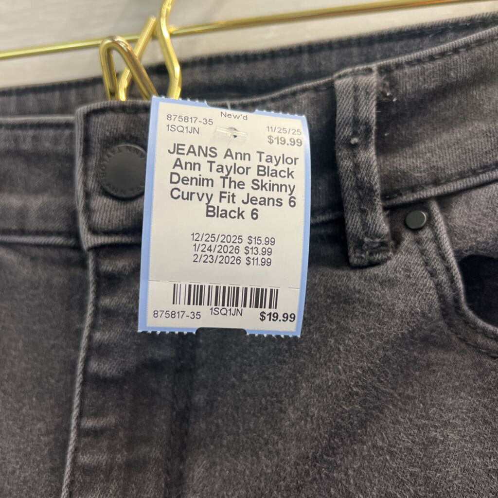 Ann Taylor Black Denim The Skinny Curvy Fit Jeans 6