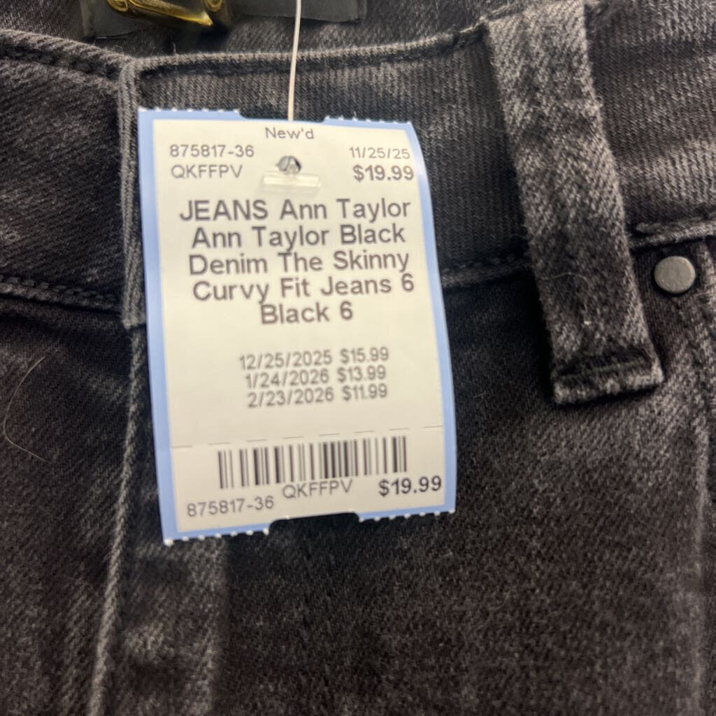 Ann Taylor Black Denim The Skinny Curvy Fit Jeans 6