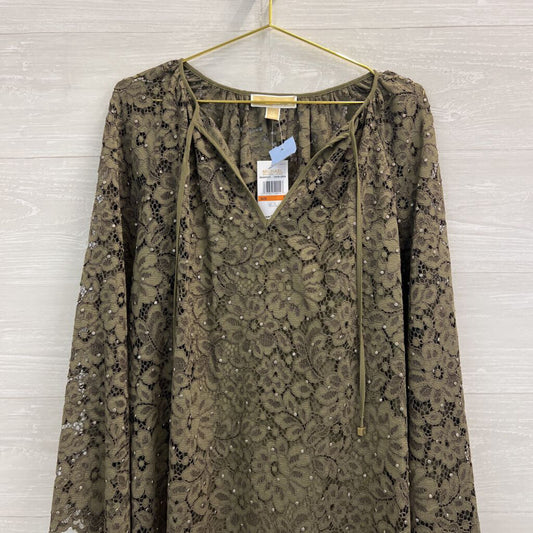 Michael Kors Green Lace Long Sleeve Dress Small
