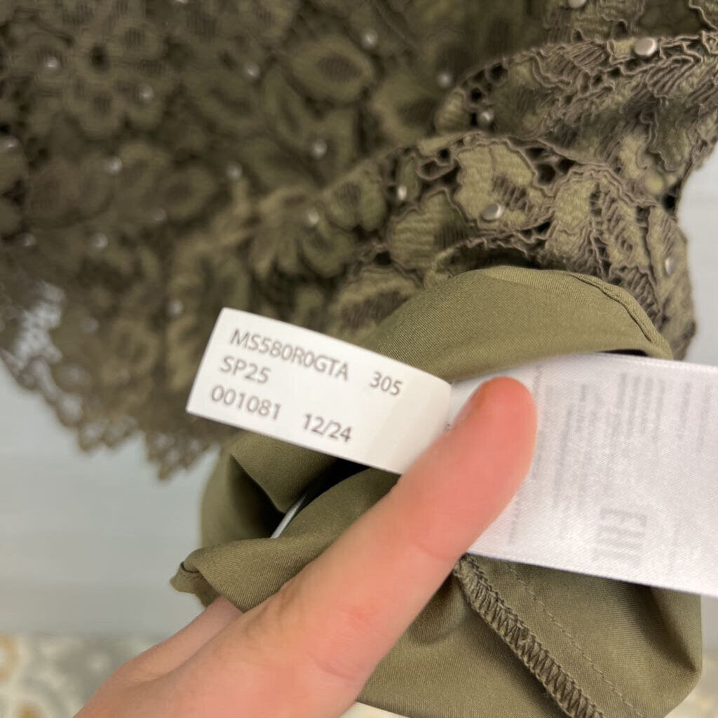 Michael Kors Green Lace Long Sleeve Dress Small