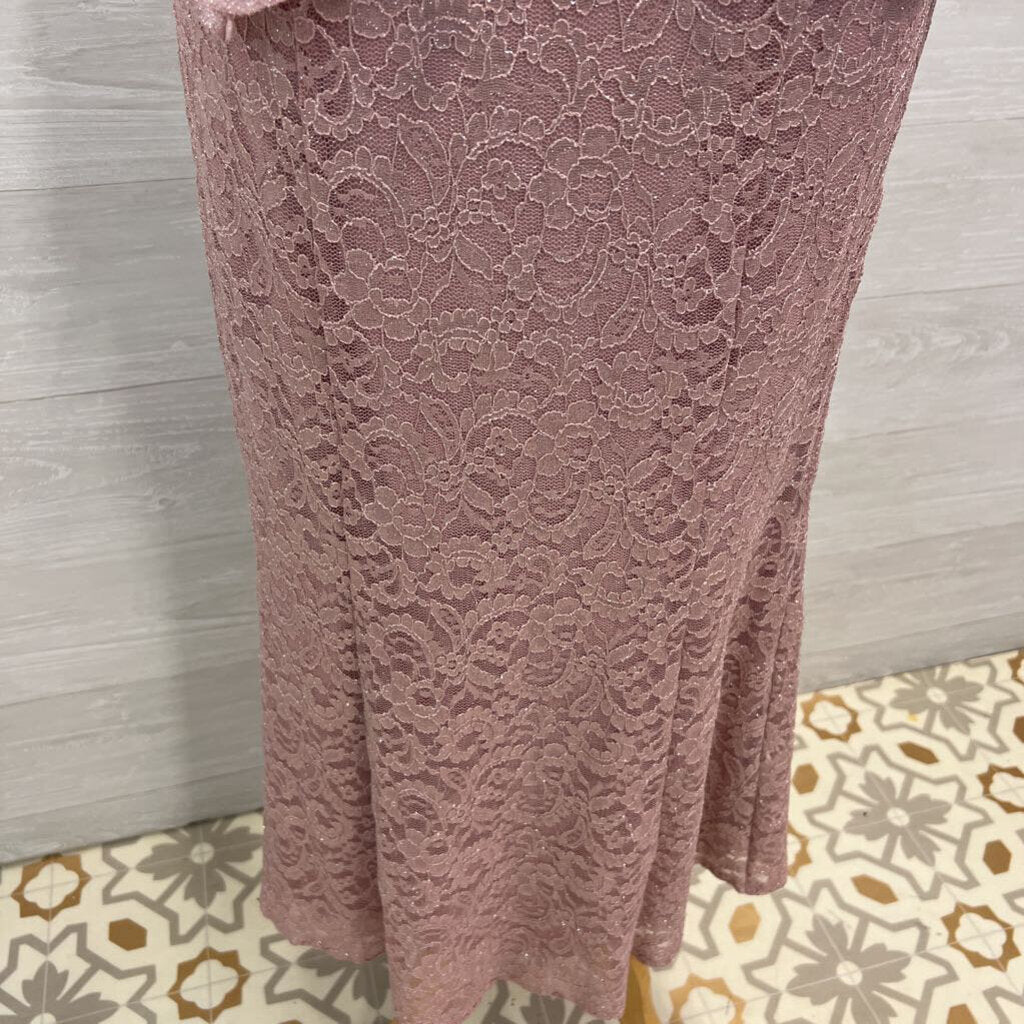 R&M Richards Pink Lace Long Formal Dress With Jacket 6