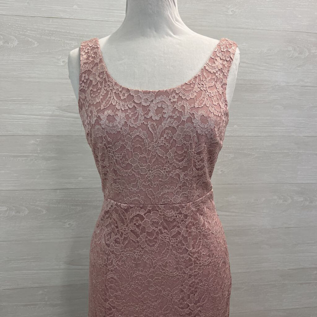 R&M Richards Pink Lace Long Formal Dress With Jacket 6