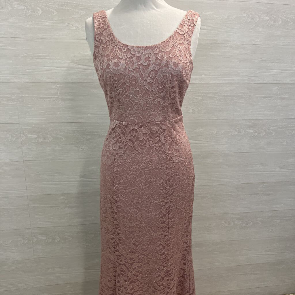 R&M Richards Pink Lace Long Formal Dress With Jacket 6