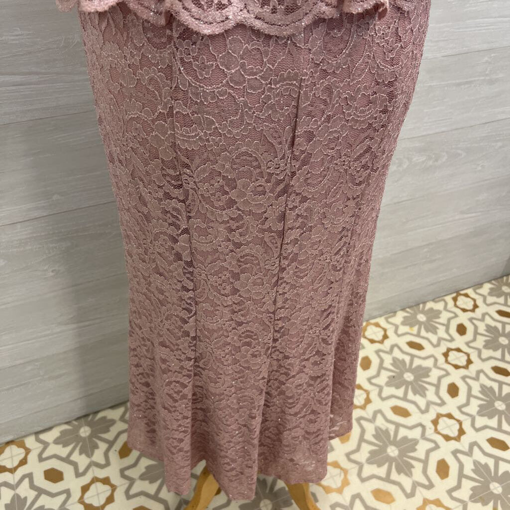 R&M Richards Pink Lace Long Formal Dress With Jacket 6