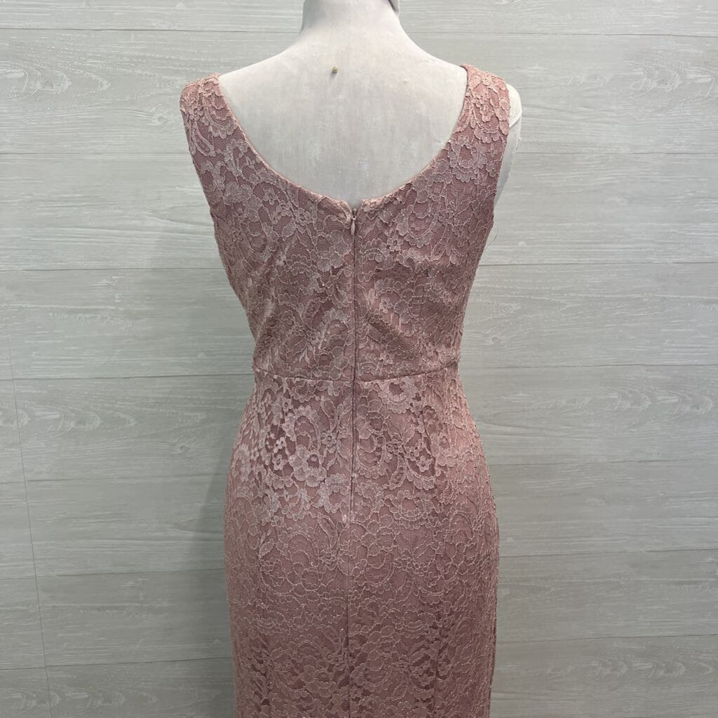 R&M Richards Pink Lace Long Formal Dress With Jacket 6