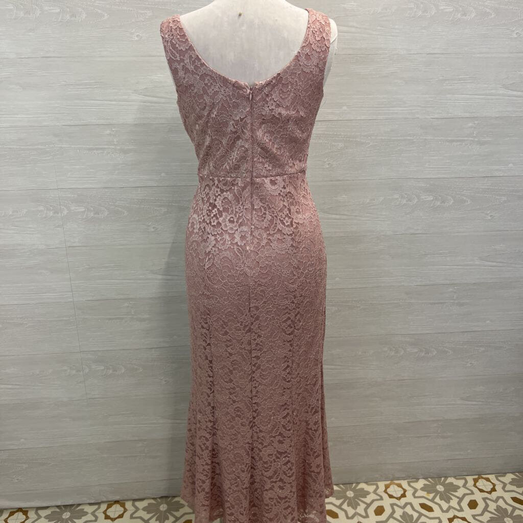 R&M Richards Pink Lace Long Formal Dress With Jacket 6