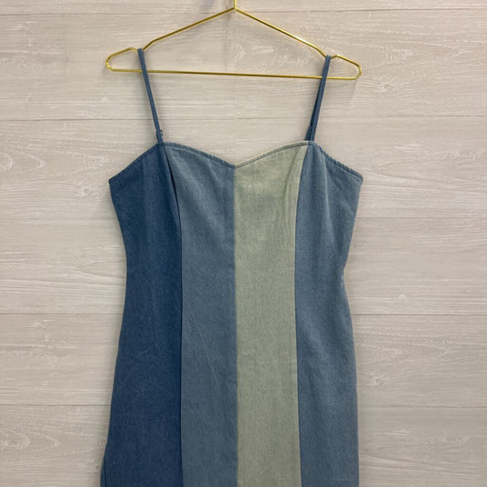 Altar'd State Blue Striped Denim Dress Large
