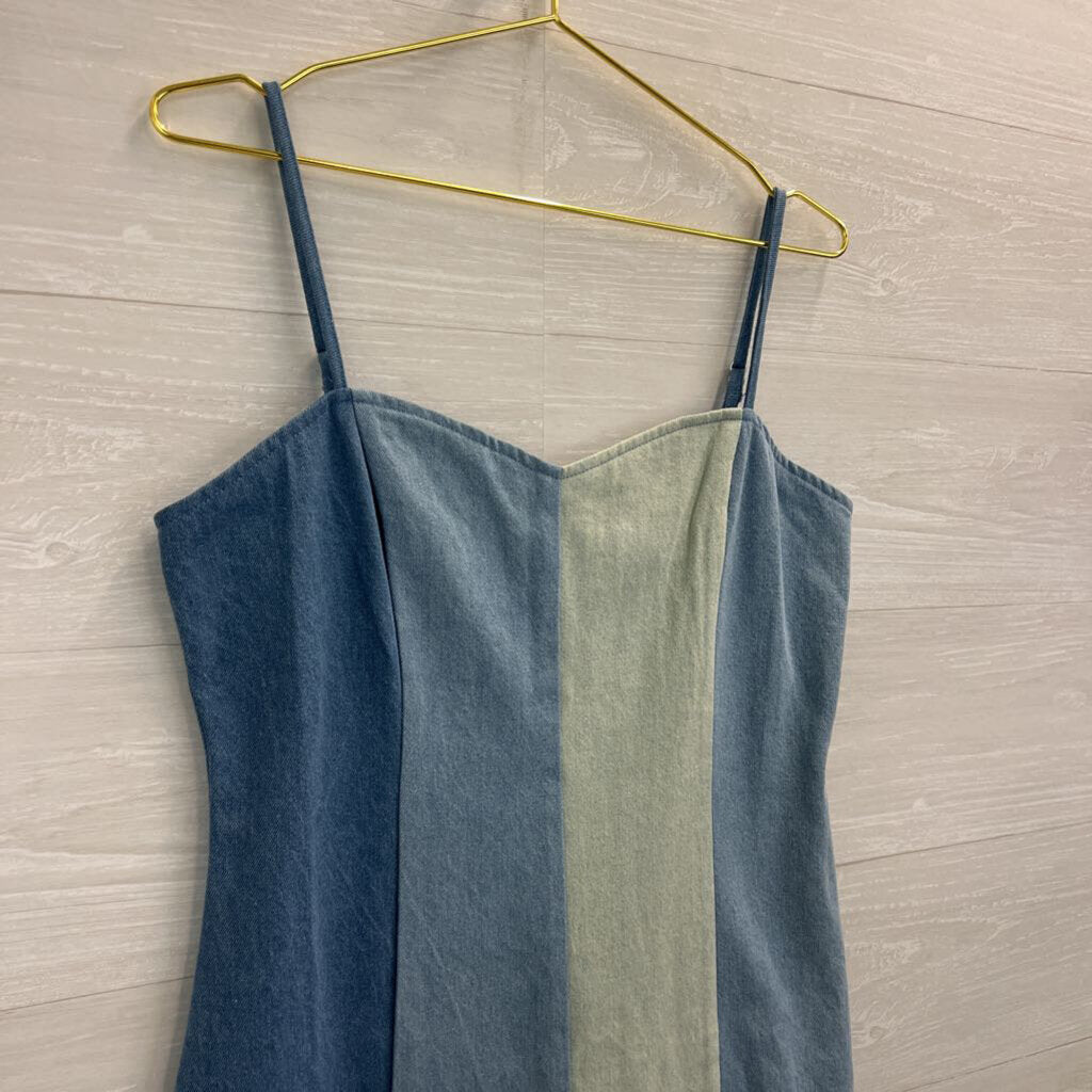 Altar'd State Blue Striped Denim Dress Large