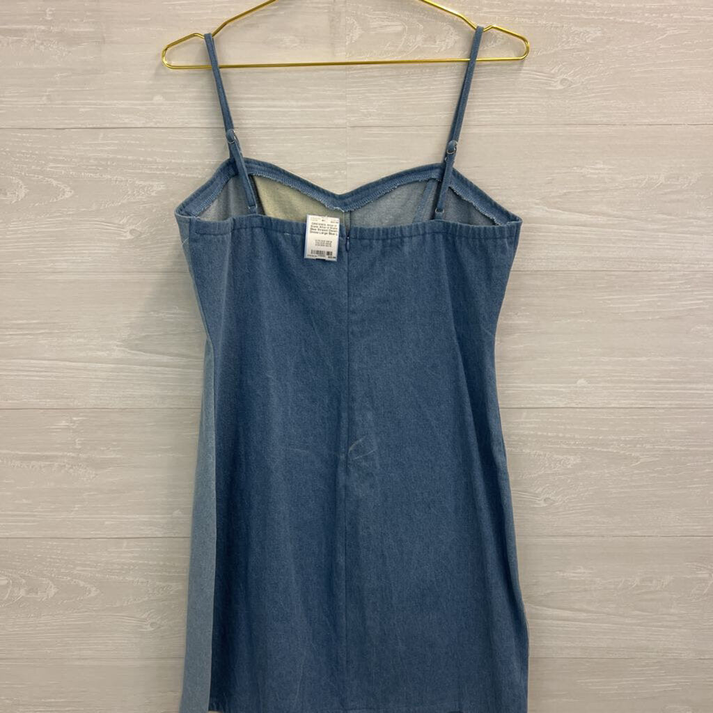 Altar'd State Blue Striped Denim Dress Large