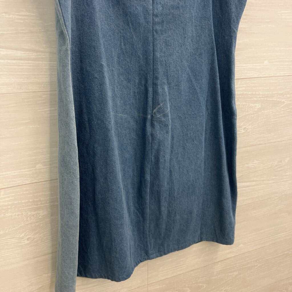 Altar'd State Blue Striped Denim Dress Large