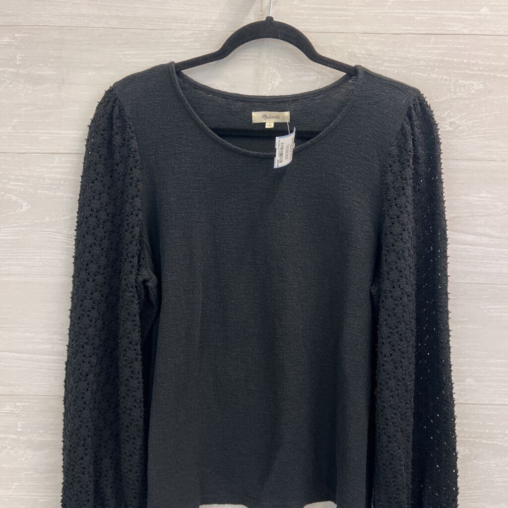Madewell Black Textured Long Sleeve Top Large