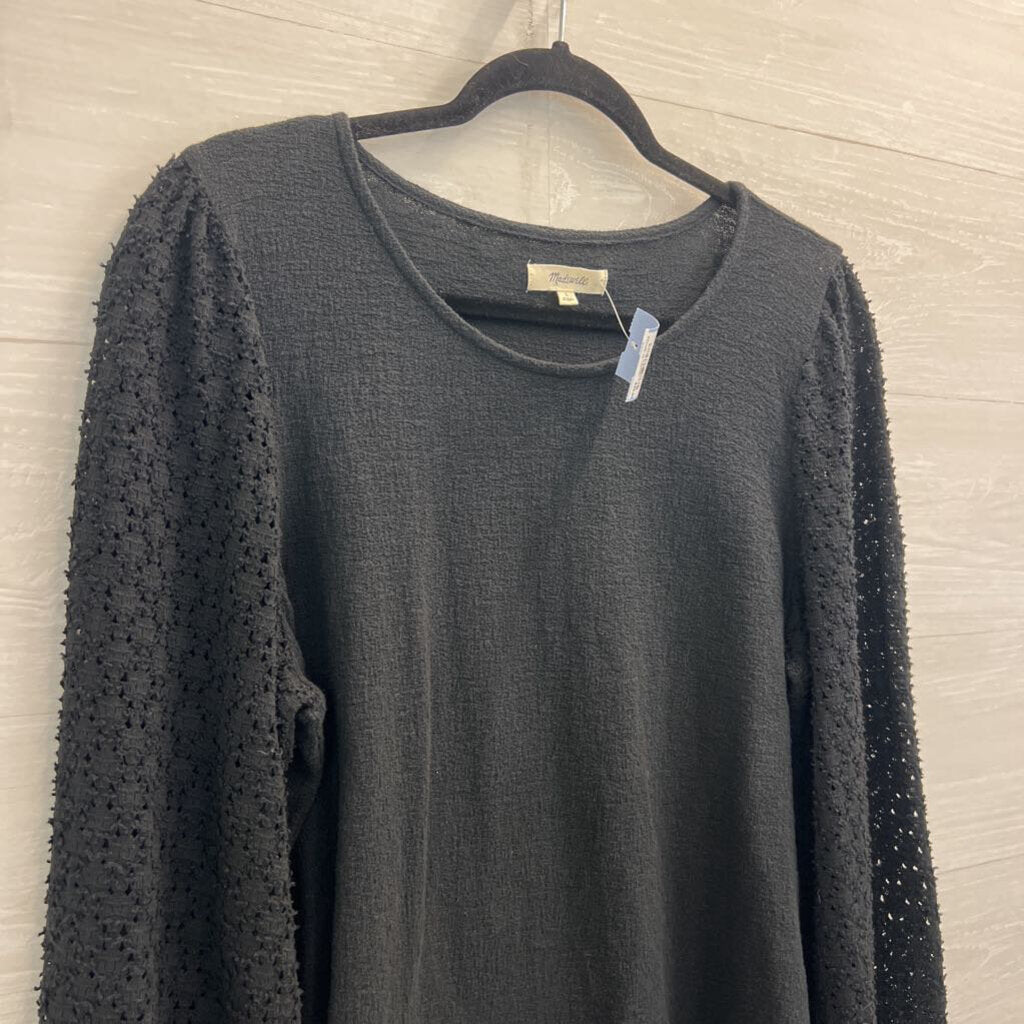 Madewell Black Textured Long Sleeve Top Large