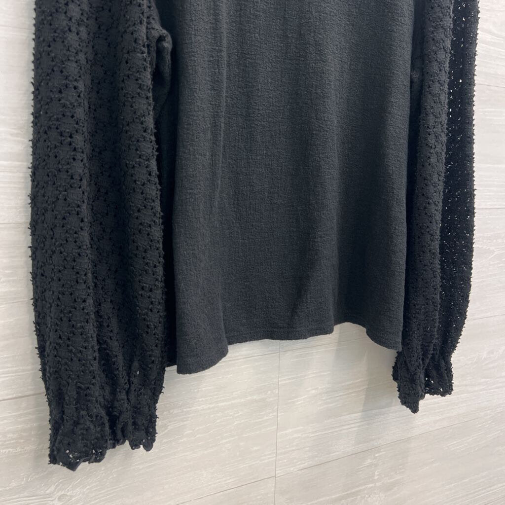 Madewell Black Textured Long Sleeve Top Large