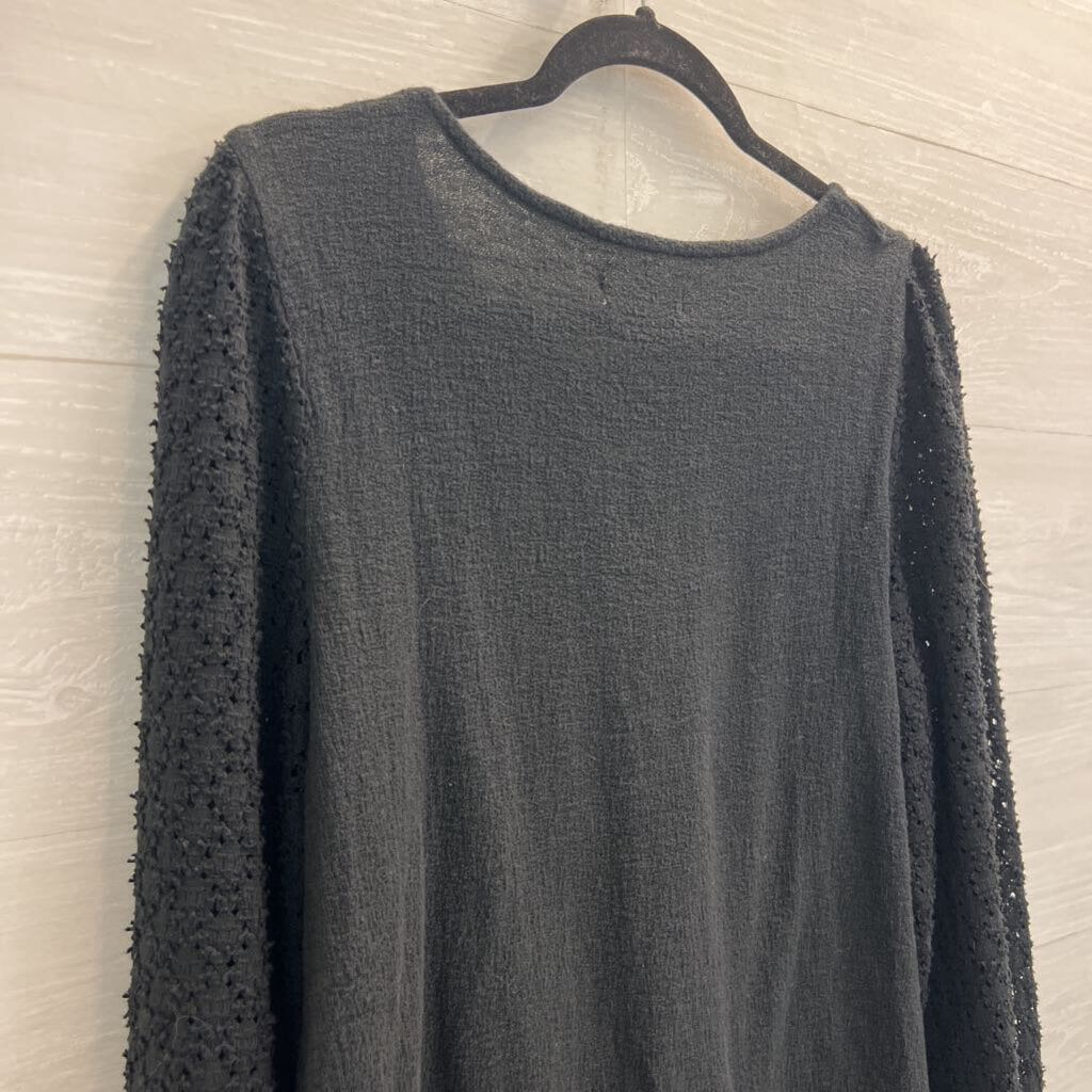Madewell Black Textured Long Sleeve Top Large