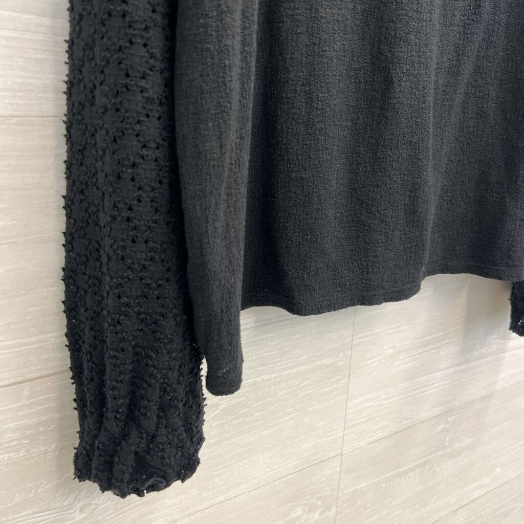 Madewell Black Textured Long Sleeve Top Large