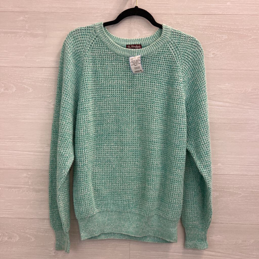 St Stephen Blue Knit Long Sleeve Sweater Top Large