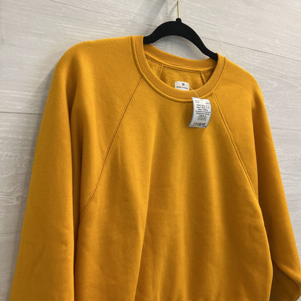 Wear It To Heart Yellow Cropped Crewneck Sweatshirt Small