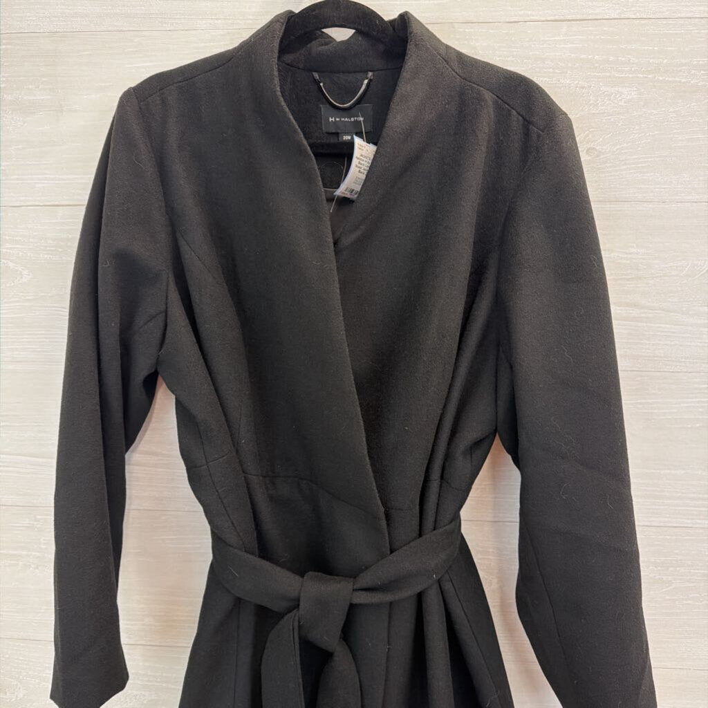 H by Halston Black Long Tie Waist Jacket 20W