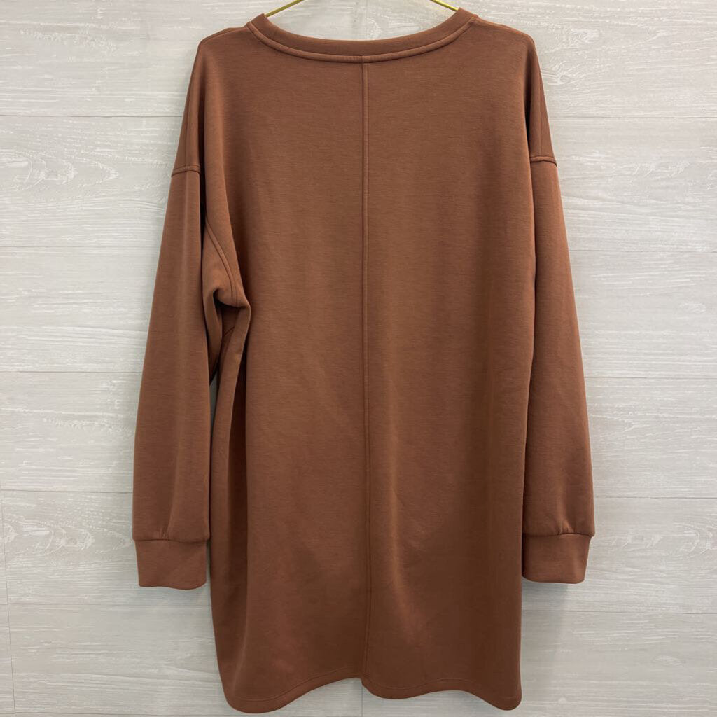 Stylus Brown Long Sleeve Dress Extra Large