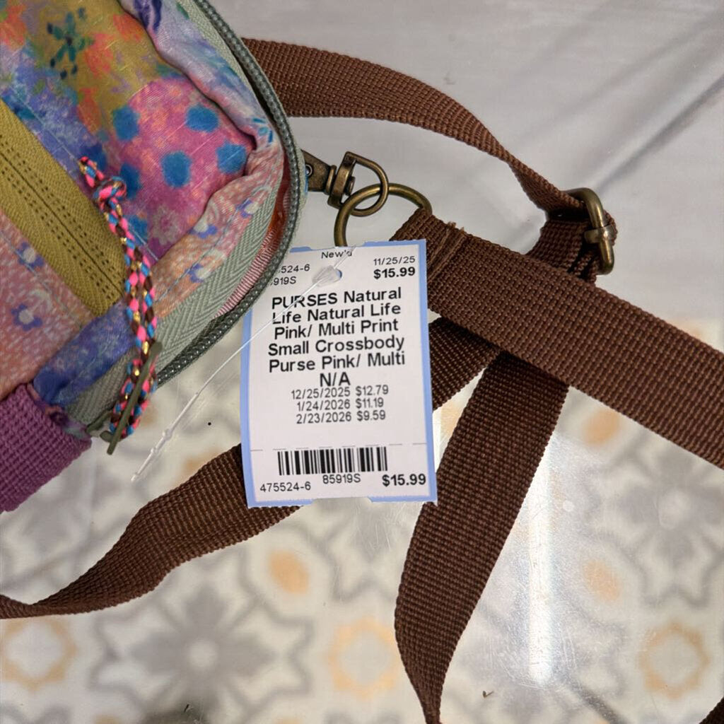 Natural Life Pink/ Multi Print Small Crossbody Purse