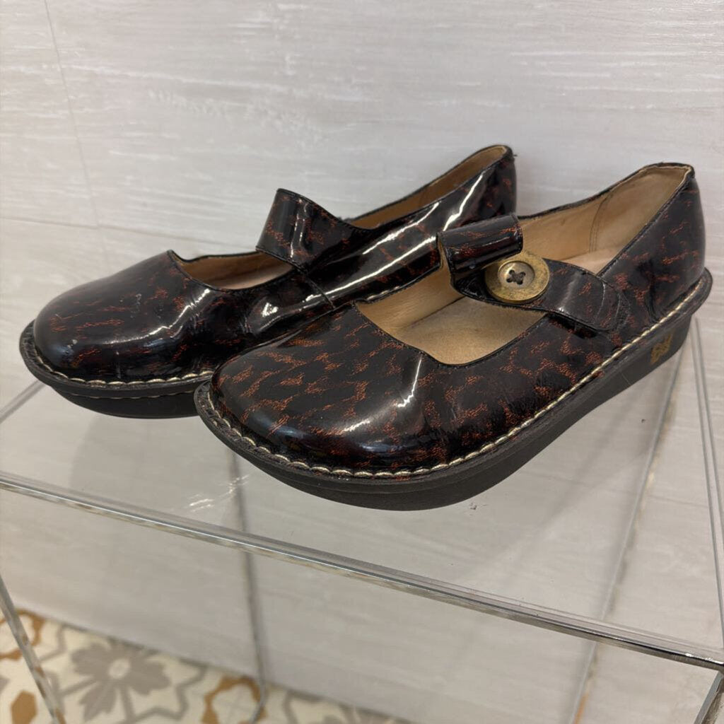 Alegria Patent Leather Leopard Print Paloma Mary Jane Shoes 10