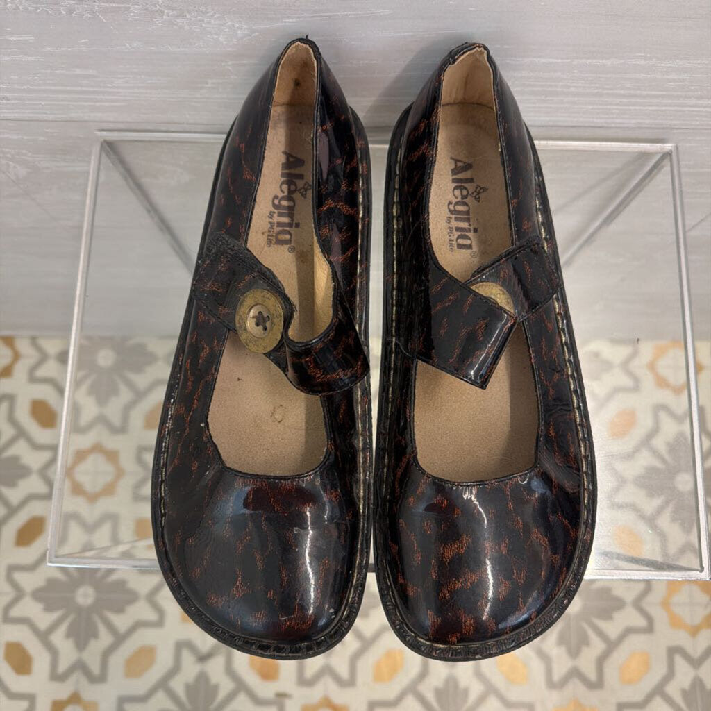 Alegria Patent Leather Leopard Print Paloma Mary Jane Shoes 10
